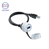 Connecteur étanche Lshitech USB femelle vers mâle, adaptateur rond pour panneaux solaires, bornes de recharge et machines industrielles