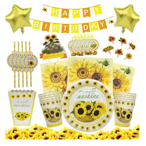 Zonnebloemen Thema Verjaardagsfeestje Supplies Zonnebloem Papieren Servies Sets Baby Shower Verjaardag Decoraties