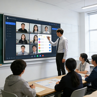 Tableau blanc électronique 4K de 75 à 86 pouces avec écran tactile IR 40 points, caméra 48MP, tableau intelligent pour salle de conférence scolaire
