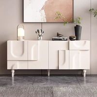 Table basse en bois blanc de campagne minimaliste de chambre à coucher de salon et armoire de buffet de buffet de buffet avec le dessus en marbre