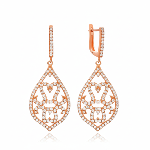 Boucle d'oreille pendante en forme de poire CZ Stone Drop Elegant Wholesale Handmade Turkish 925 Silver Sterling Jewelry - Product Image 2