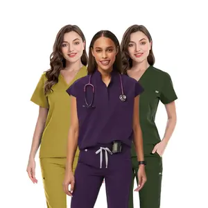 Niaahinn Marque Beauté Design À La Mode Marque Privée Personnalisé Travail Stretch Infirmière Tops Ensembles Soins Infirmiers Médicaux Scrubs Uniformes Ensemble