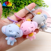 Porte-clés personnalisé en forme d'éléphant de dessin animé, en PVC caoutchouc, de luxe, écologique, pour la Saint-Valentin