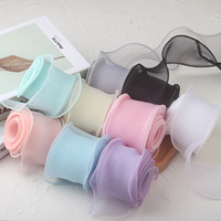 Ruban en organza tissé 100 % polyester, 2,4 pouces (6 cm), motif queue de poisson, bordure rétro, pour décoration de gâteaux, bouquets, accessoires pour cheveux, chaussures, bricolage