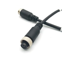 Car 4 Pin GX12 Male to Female AV Video Power Cord Aviation Plug Extension Cable