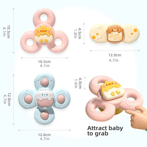 3Pc Ventouses Toupie Jouet Bébé Jeu Placation Infant Educatif Rotatif <span class=keywords><strong>Hochet</strong></span> Bain Douche Jouets Enfants Cadeau - Product Image 6
