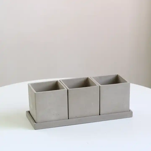 Jardinière succulente rectangulaire en ciment mat avec plateau pour pot de <span class=keywords><strong>fleur</strong></span> en béton bonsaï d'herbes conteneur avec drainage - Product Image 5
