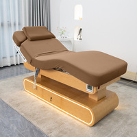 Lit de beauté électrique pour salon de beauté avec fonction de chauffage et de massage, multifonctionnel et équipé de lumières d'ambiance