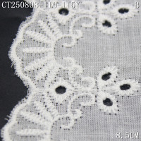 Bordure en dentelle œillet blanche écologique de 8 cm, garniture en dentelle brodée 100 % coton œillet pour vêtements d'enfants, vente en gros