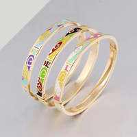 Bracelet jonc en émail en forme de nuage personnalisé, plaqué or 18 carats, en acier inoxydable, bijoux de mode pour femmes, prix de gros