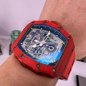 레드 카본 파이버 RM11-03 남성용 풀 오토매틱 기계식 시계 (통형 케이스 및 디지털 디스플레이 포함) - Product Image 2