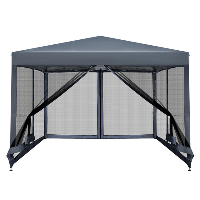 10 X 10 ft Outdoor Easy Pop Canopy Screen Party Tent with Mesh Side Walls Powder Coated Frame-Pergola Gazebo or Pavilion