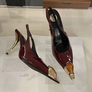 9CM/7CM Talons Chic Slingback <b>Closed</b> <b>Toe</b> Sexy Shoes Pumps Black <b>Heels</b> for Women Ladies - Product Image 3