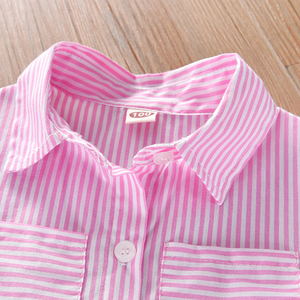 Robe d'été rayée pour filles, vêtements pour enfants, col rabattu, mode printemps-été 2022, vêtements pour bébés filles, vêtements pour tout-petits - Product Image 5
