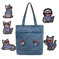 Écussons brodés sur mesure en tissu, à thermocoller, motif chats, étiquettes personnalisées animaux avec velcro pour vêtements et sacs d'enfants