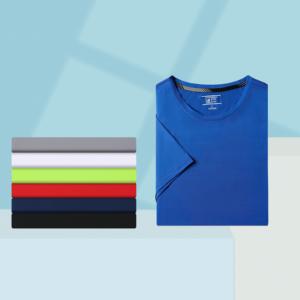 เสื้อยืดผู้ชายผ้าไอซ์ซิลค์โพลีอะไมด์52% 12% สแปนเด็กซ์36% โลโก้ส่วนตัวชุดออกกำลังกาย - Product Image 2