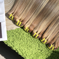 Fournisseur 12A Garde Bone Straight # P4-27 Châtain foncé avec mèches blond miel, lots de cheveux humains brésiliens vierges