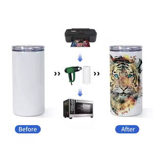 Gobelet isotherme 16 oz pour sublimation 4 en 1, en acier inoxydable brillant, avec deux couvercles, paille métallique et base en caoutchouc - Product Image 5