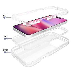 Per <span class=keywords><strong>iPhone</strong></span> 17 16 15 protezione antiurto 3 in1 resistente antiaderente custodia per telefono <span class=keywords><strong>trasparente</strong></span> per <span class=keywords><strong>iPhone</strong></span> 17 Pro Max forte custodia <span class=keywords><strong>trasparente</strong></span> - Product Image 2