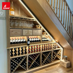 Allandgroup, cèdre rouge, aulne, cerisier, bois massif, pliable, cave antique, sous l'escalier, espace, porte-bouteilles à vin, armoire pour collection de vin - Product Image 3