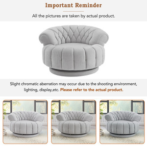 Chenille <b>Convertible</b> Swivel Accent Sofa Set 360 Round Club Sofa for Living Room Bedroom Hotel & Villa Modern - Product Image 6