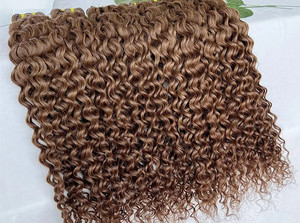 4 # Paquetes de cabello humano Tejido de cabello humano rizado profundo 1 3 4 Paquetes Oferta Extensión de cabello Remy para mujeres negras Color marrón chocolate - Product Image 2