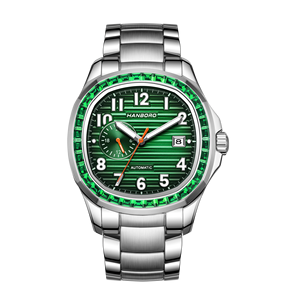 Montre automatique pour homme avec lunette en diamant, boîtier de luxe, cadran bleu, bracelet en acier inoxydable 316L, affichage de la date, étanche 5BAR, cadeau pour petit ami - Product Image 6