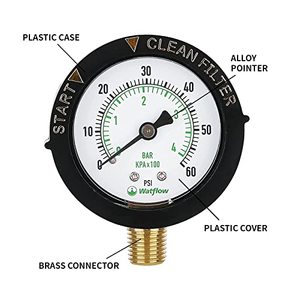 2 \ "bắt đầu làm sạch bộ lọc đo áp suất nước nhựa đo áp suất cho bể bơi 1/4 \" <span class=keywords><strong>NPT</strong></span> thấp hơn gắn kết - Product Image 5