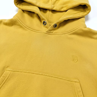 Vêtements en gros personnalisés : Sweat à capuche streetwear en coton premium, coupe décontractée, uni, grammage lourd, couleur moutarde