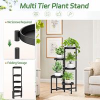 Support pliable à fleurs pour plantes en métal à 5 niveaux pour patio, balcon et intérieur