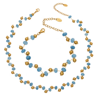 Bracelet perlé fait main en acier inoxydable plaqué or 18 carats PVD, style bohème populaire pour femme, avec perles en pierre, idéal pour un anniversaire