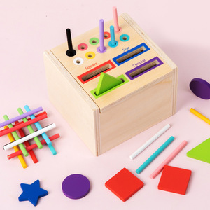 Cross-border CE Wooden Children's Montessori Multi-function Intelligence <b>Box</b> Shape CPC Coin <b>Box</b> Matching Game Education <b>Toy</b> Ages - Product Image 4