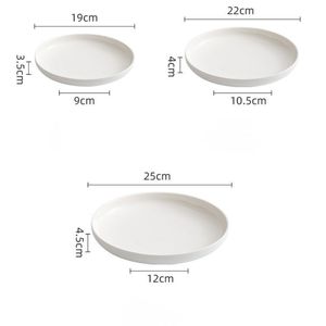Assiette de service alimentaire en céramique blanche unie empilable de 8,6 pouces, plat en porcelaine écologique - Product Image 1