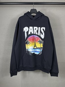 Sudadera con Capucha de Algodón de 460g, Estilo Holgado, Lavado Abrasivo, Estampado de Torre con Logotipo de Doble Aro Bordado, Versión Paris High B Home 24 - Product Image 6