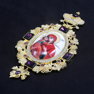 ZD052 collana di Panagia con croce pettorale in lega d'argento <span class=keywords><strong>per</strong></span> il distintivo e l'emblema del padre del sacerdote della chiesa ortodossa sul petto - Product Image 4