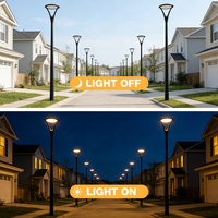 Lampadaire d'extérieur sur pied avec anneau supérieur et lumière douce, alimentation CA, indice IP65, LED, aluminium + PC opale, garantie 3 ans, intensité variable
