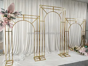 Arco cuadrado para decoración de eventos de boda, arco acrílico con espejo de Metal dorado para fondo