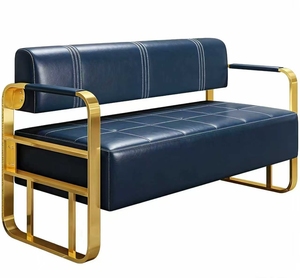 Canapé de salon de coiffure, chaise d'attente, salon de beauté, salon de coiffure, espace de repos, magasin de vêtements, réception de bureau, canapé long en acier inoxydable - Product Image 2