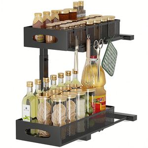 Wholesale 2 Pack Bathroom Kitchen Under Sink Sliding Pull Out Cabinet Cupboard Organizer and <b>Storage</b> 2 Tier Rack Under the Sink - Product Image 3