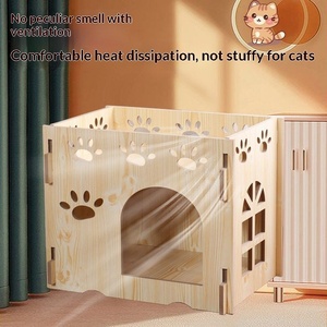 Arbre à chat haut de gamme en bois avec château, condo et perchoir pour chats d'intérieur - Product Image 4