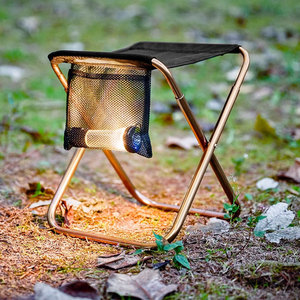 Taburete Plegable de Aleación de Aluminio 7075, 22X23.5X26 Cm, Verde Militar y Negro, Silla de Pesca Portátil para Uso en Exteriores - Product Image 1