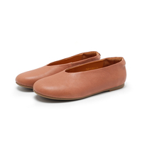 Chaussures plates en cuir véritable pour femmes, antidérapantes, à bout fermé, style décontracté
