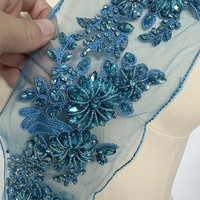 Tissu en feutre 3D diamanté avec des patchs de paillettes dorées, broderie perlée, applique à coudre pour robe de mariée, corsage