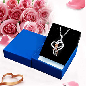 Collana con Ciondolo a Cuore e Rosa per Donne, Design Floreale Traforato, Accessorio per Uso Quotidiano, Gioiello di Moda - Product Image 3