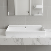 Vasque de salle de bain rectangulaire en porcelaine de luxe moderne 90 cm pour hôtels, montage monotrou, haute qualité