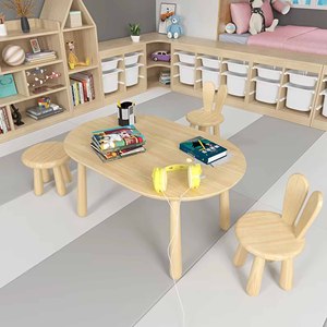 Ensemble table et chaise en bois Montessori pour enfants, mobilier confortable pour la maternelle et le salon, facile à utiliser - Product Image 4