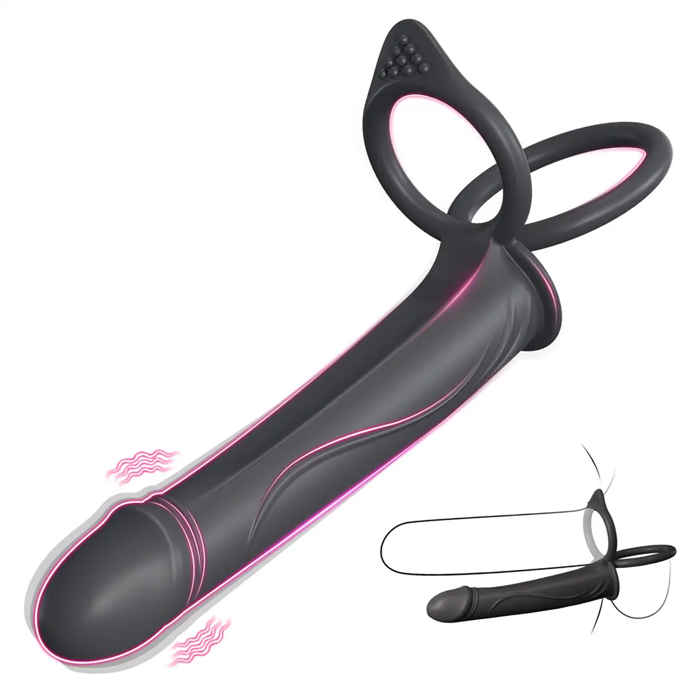 Neonislands Sex ToysCouples Pleasure Vibrating Anal Butt Plug Penis Sleeve Vibrator Strap On Anal Dildo with Vibrating Cock Ring