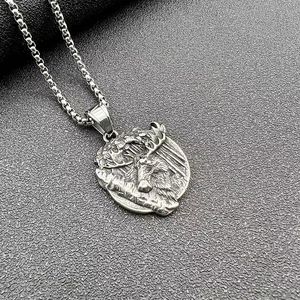 Collier Pendentif Tête d'Élan Viking en Acier Titane pour Homme, Design Animal Vintage, Style Punk Urbain, Charme Nordique Odin, Chaîne de 3mm - Product Image 3
