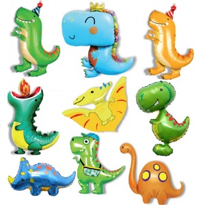 Globo de papel de aluminio de dinosaurio para niños Overlord dibujos animados corona verde Triceratops Raptors lindo 4 colores impreso al por mayor - Product Image 3