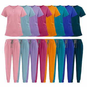 Ensemble de blouses d'hôpital décontractées à boutons élastiques <span class=keywords><strong>grande</strong></span> <span class=keywords><strong>taille</strong></span> pour médecins et infirmières, ensemble d'uniformes chirurgicaux unisexes en polyester - Product Image 3
